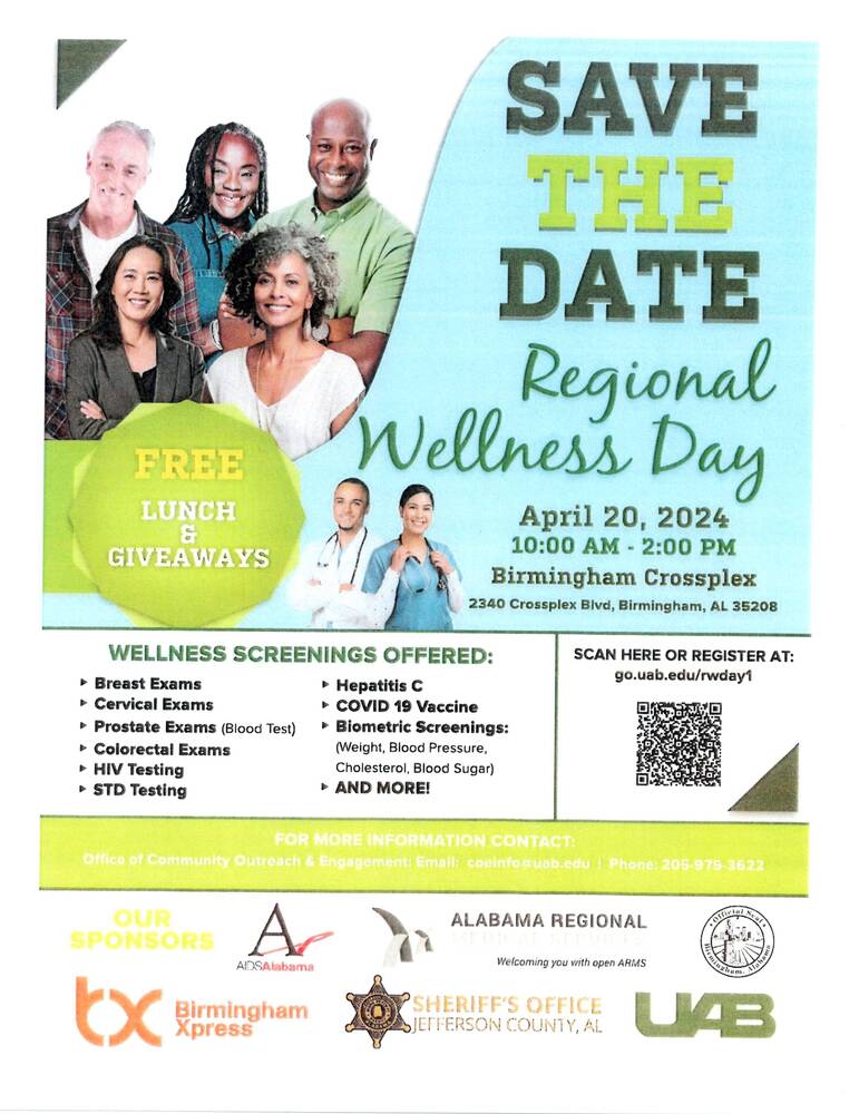 Save the Date Regional Wellness Day Flyer, all information on flyer is included above